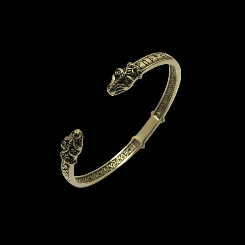 vkngjewelry Bracelet Armring Jormungandr with Elder Futhark Runes