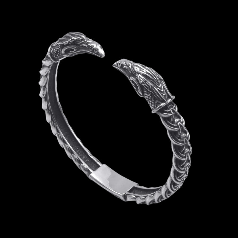 vkngjewelry Bracelet Armring Ravens with Norse ornament