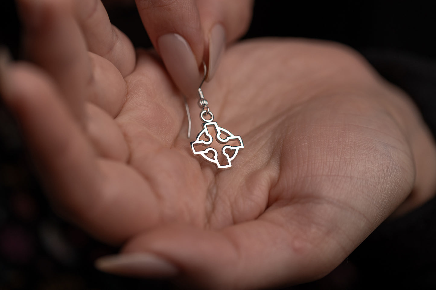 vkngjewelry Earrings Celtic Cross Earrings, Silver Norse Jewelry