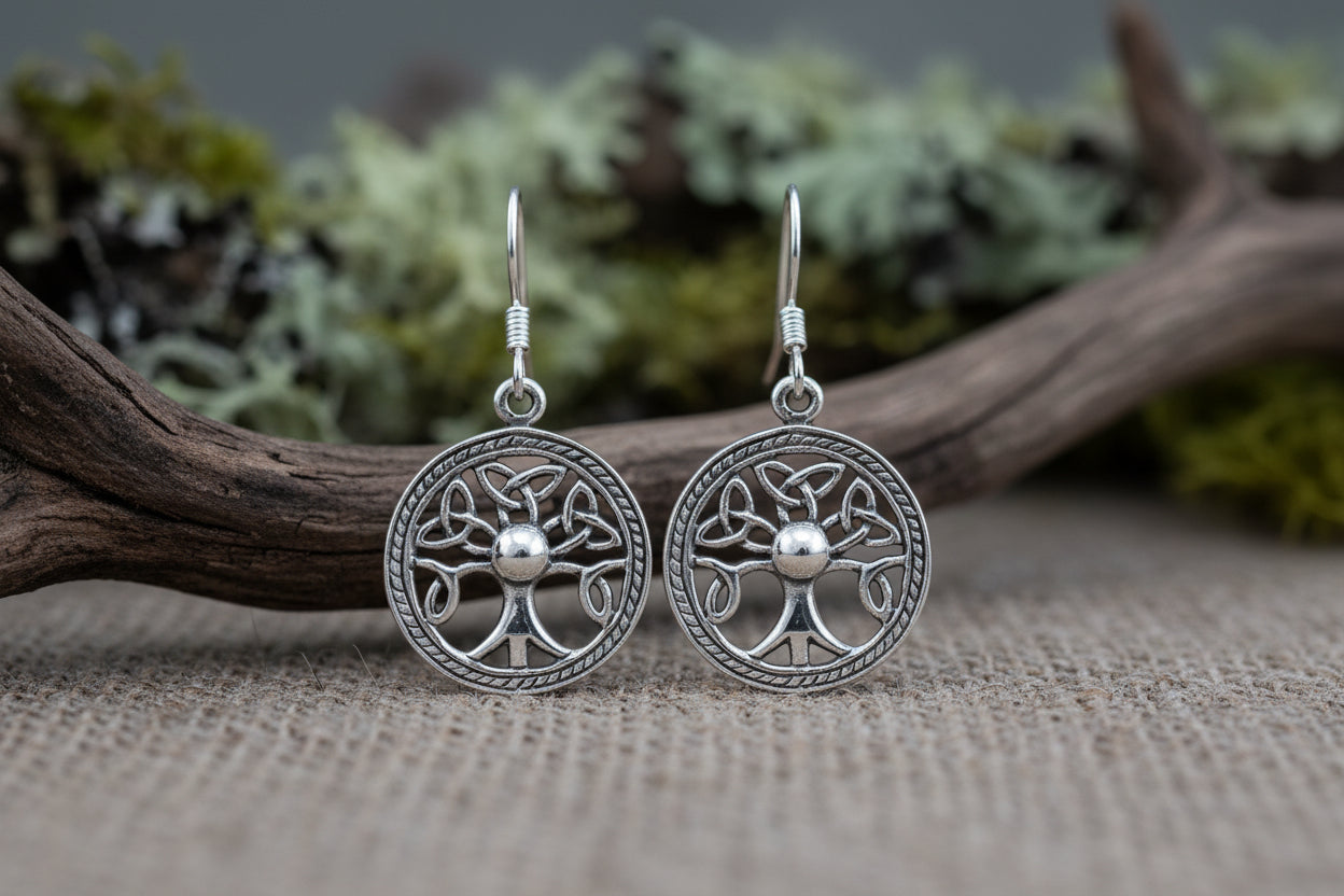 vkngjewelry Earring Celtic Irish Knots Tree Of Life 925 Sterling Silver Earrings