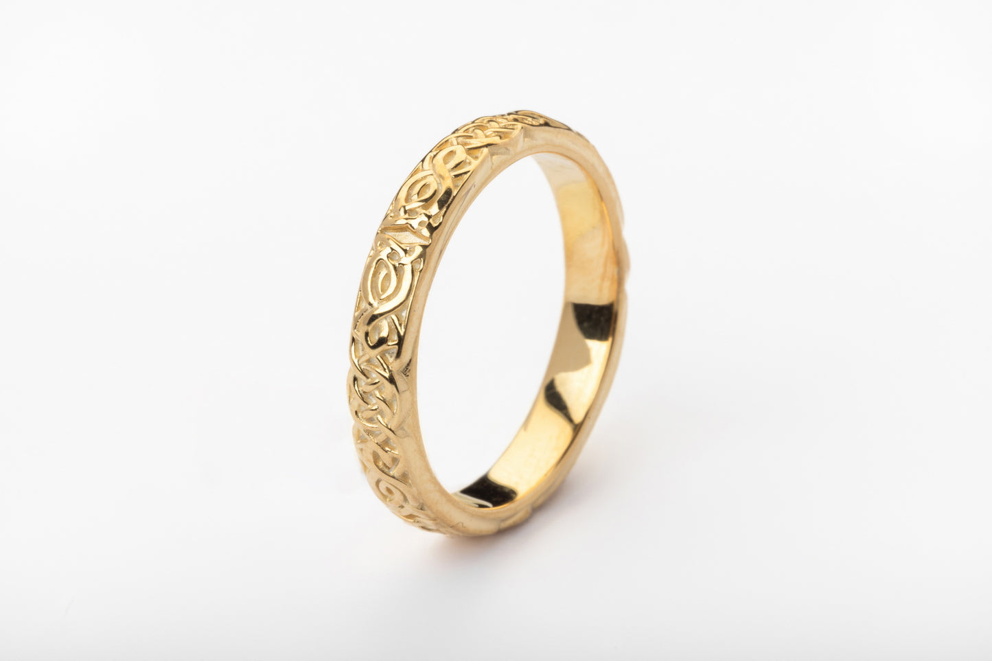 vkngjewelry Ring Celtic Knot Gold Band, Handcrafted Norse Wedding Jewelry