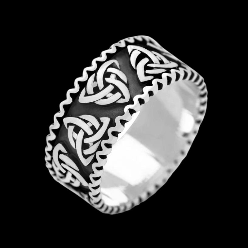 Anillo de Banda de Nudo Triqueta Celta Plata Joyería VKNG
