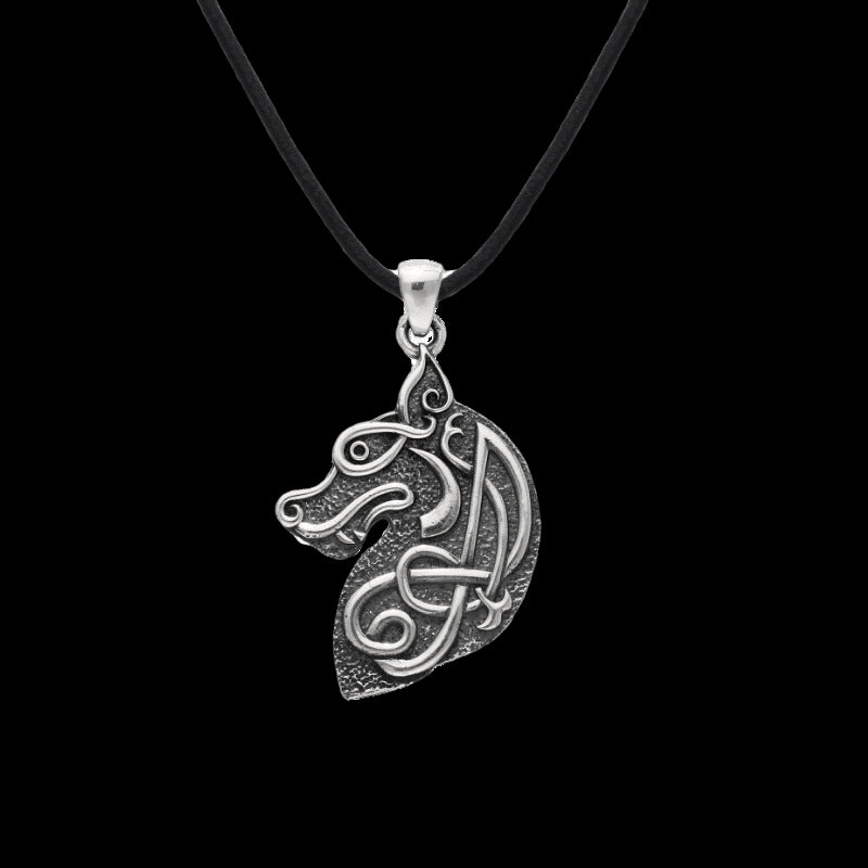 vkngjewelry Pendant Handcrafted Celtic Wolf Sterling Silver Pendant