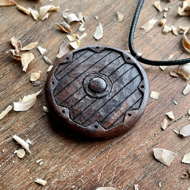 vkngjewelry Pendant Handcarved Unique Viking Shield Pendant