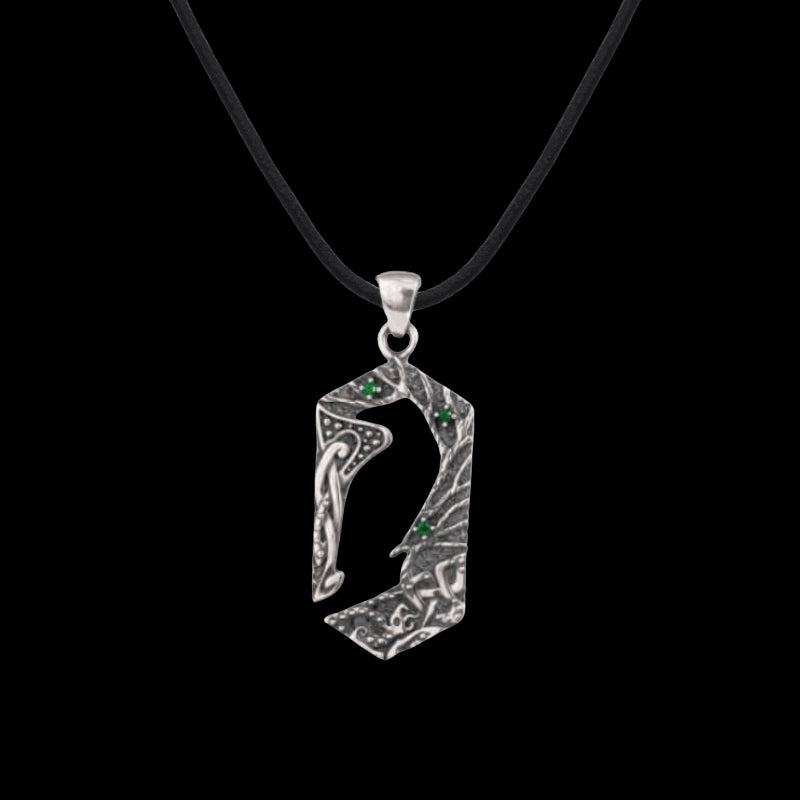 vkngjewelry Pendant Handcrafted Raven Gems Ornament Sterling Silver Pendant