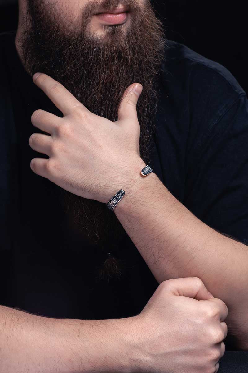 vkngjewelry Bracelet Handcrafted Helm of Awe and Celtic Ornament Arm Ring