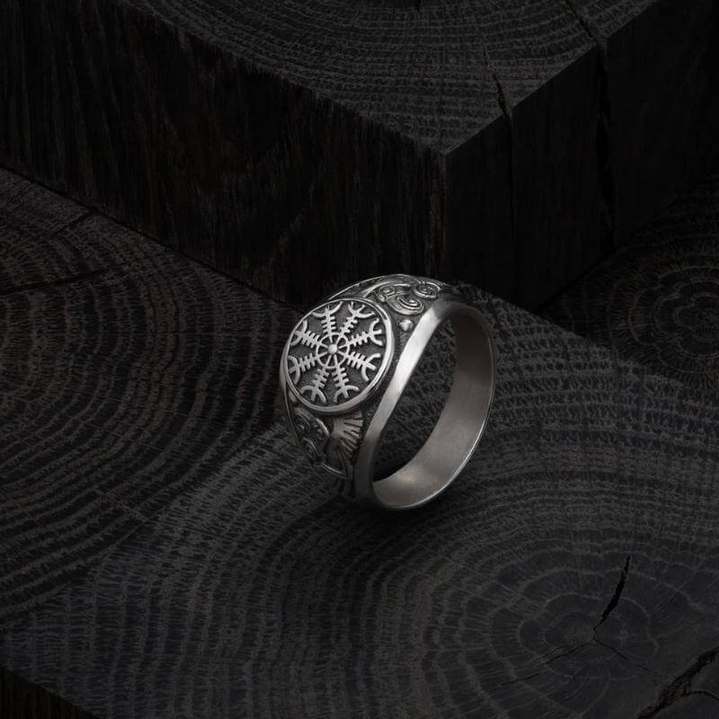 vkngjewelry Bagues Helm of Terror Silver Viking Ring