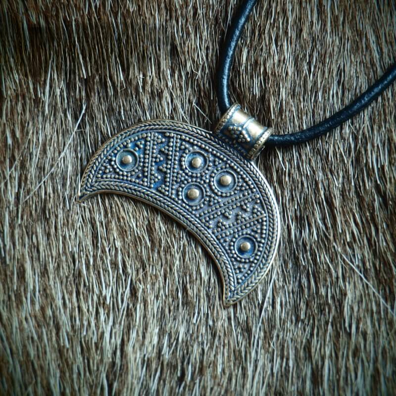 vkngjewelry Pendant Handcrafted Lunula Amulet with Granulation and Filigree