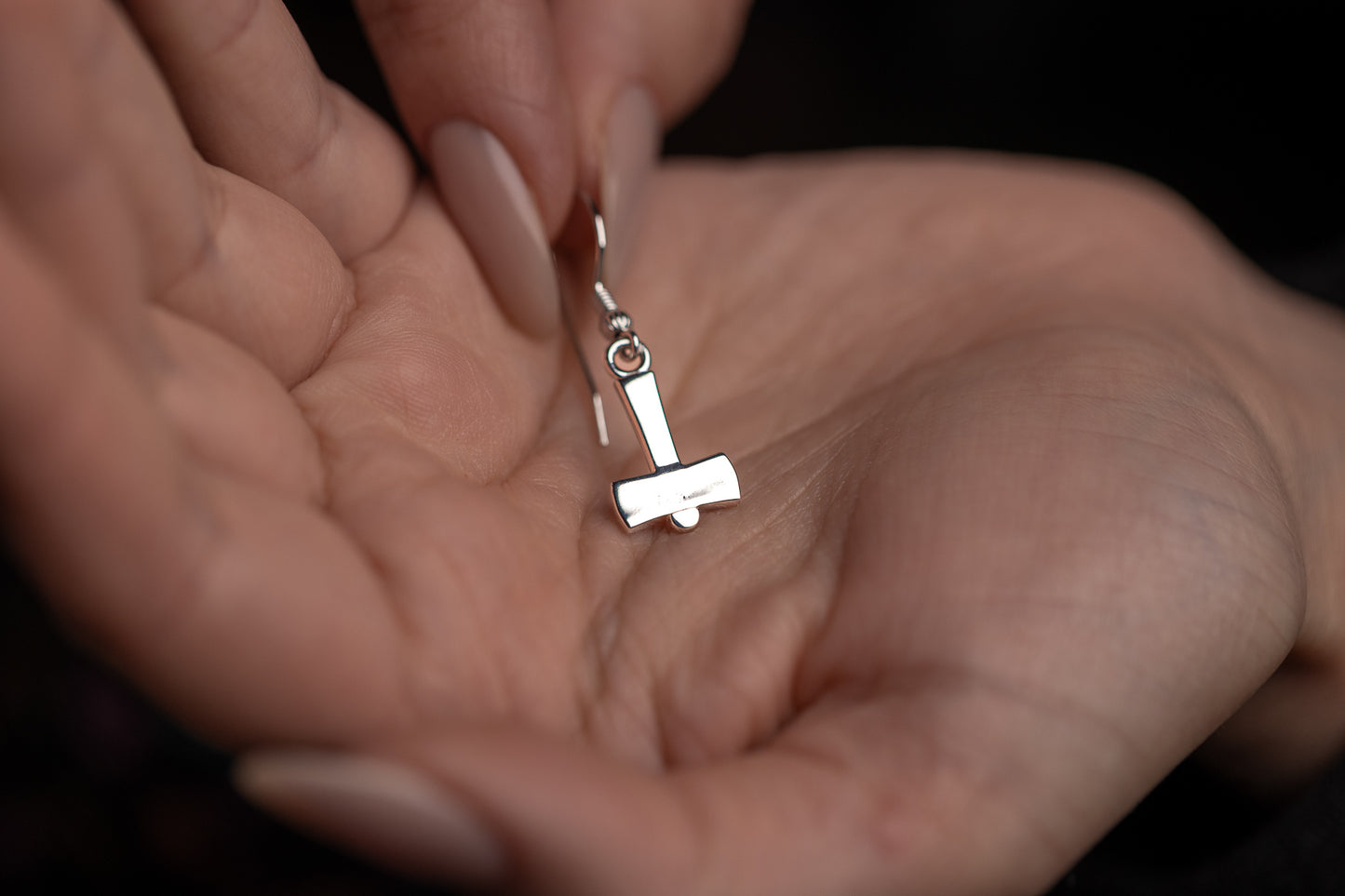 vkngjewelry Earrings Mjolnir Hammer Earrings, Thor’s Hammer Silver Amulet