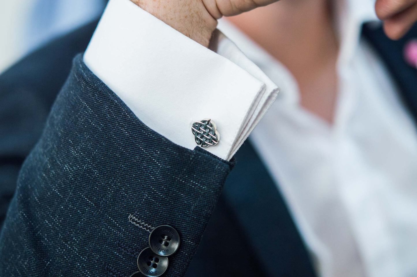 vkngjewelry Cufflinks Handcrafted Norse Pattern v2 Sterling Silver Cufflinks