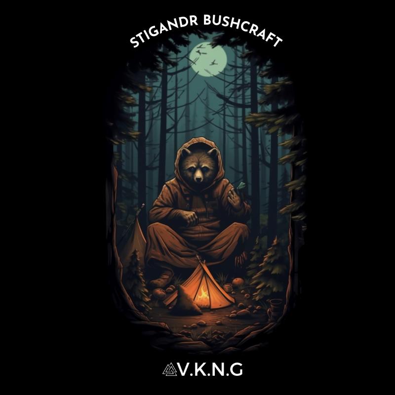 Printify T-Shirt Stigandr Bushcraft Racoon V.K.N.G™ T-shirt