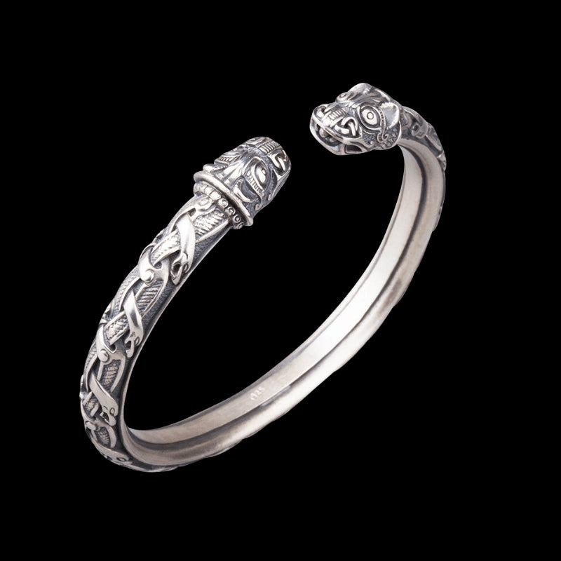 vkngjewelry Bracelet Handcrafted Silver Large Dragon's Cuff