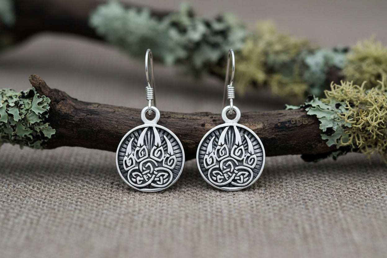 vkngjewelry Earring Silver Sterling Berserker Bear Paw Pendant Earrings
