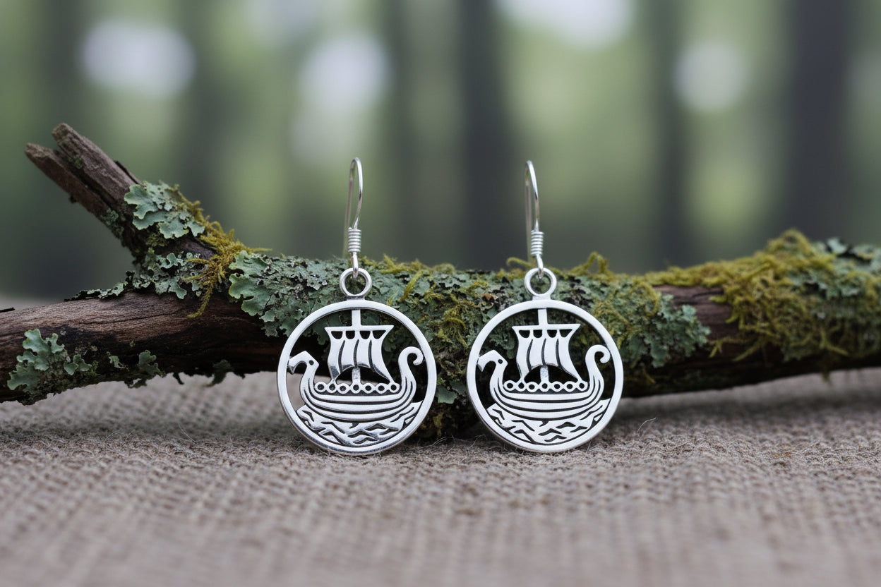 vkngjewelry Earring Silver Sterling Drakkar Earrings