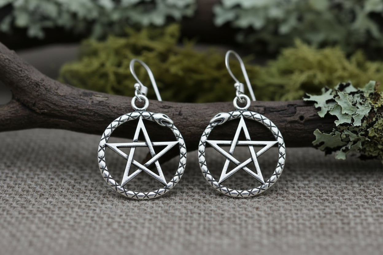 vkngjewelry Earring Silver Sterling Pentacle Pendant Earrings