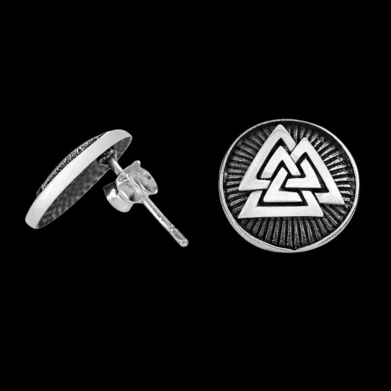 vkngjewelry Earring Silver Sterling Valknut Button Earrings