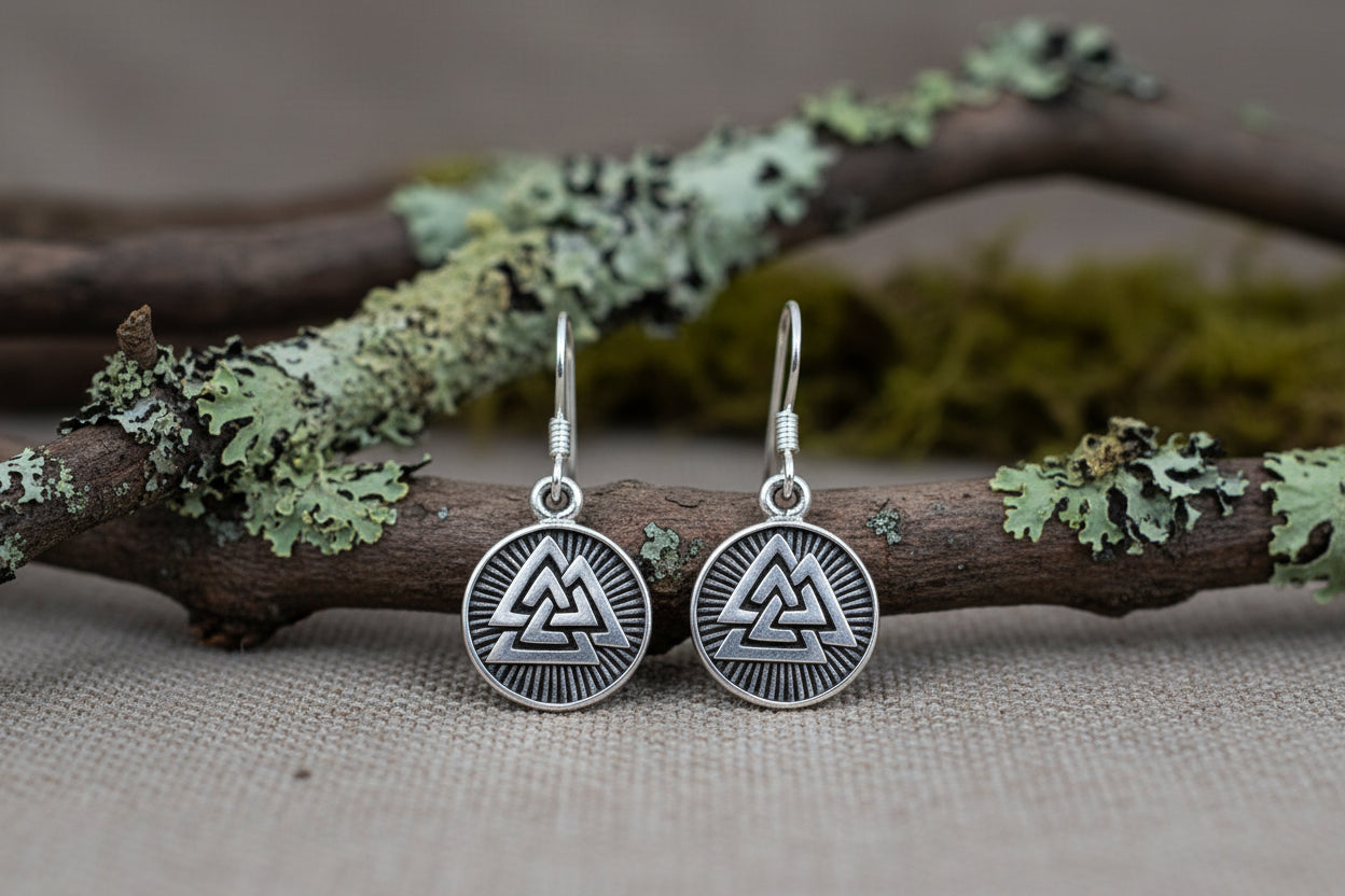 vkngjewelry Earring Silver Sterling Valknut Pendant Earrings