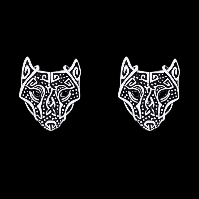 vkngjewelry Earring Silver Sterling Wolf Head Earrings