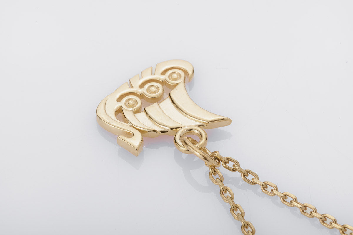 vkngjewelry Pendant Handcrafted Slim "Drakkar" Viking Longship Gold Pendant