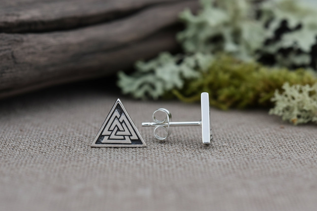 vkngjewelry Earring Sterling Silver Valknut Earrings