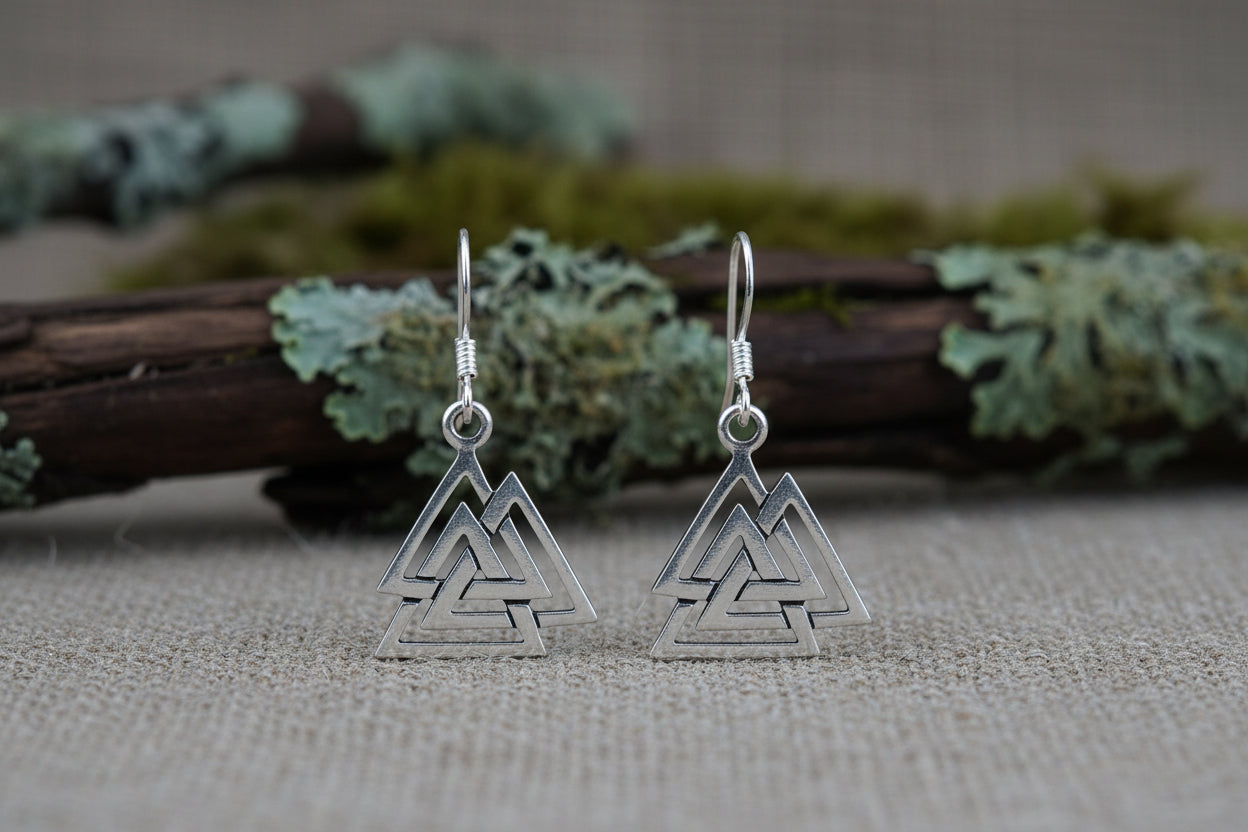vkngjewelry Earrings Sterling Silver Valknut Pendant Earrings