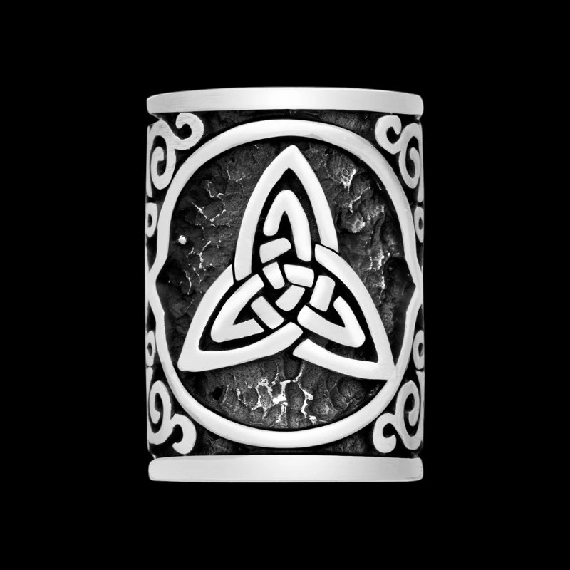 vkngjewelry Beads Sterling Silver Viking Beard Bead With Triquetra V4