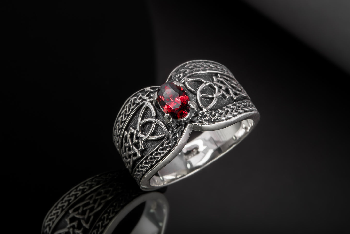 vkngjewelry Ring Sterling Silver Viking Ornament Ring Handcrafted Knotwork Jewelry