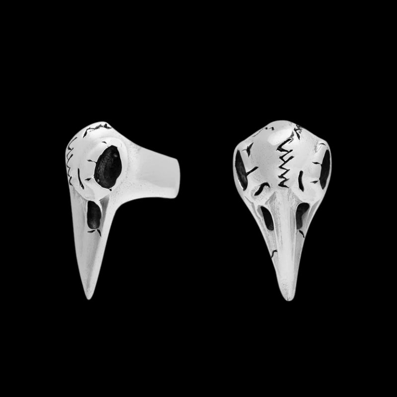 vkngjewelry Beads Sterling Silver Viking Raven Skull Beard Bead