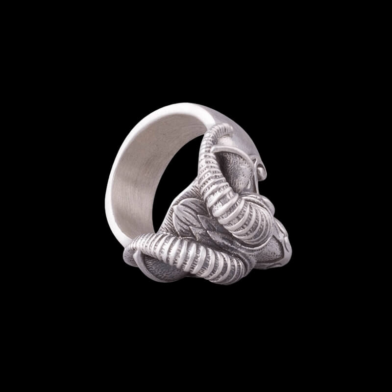 vkngjewelry Bagues Handcrafted Thor's Goat Tanngrisnir Silver Ring