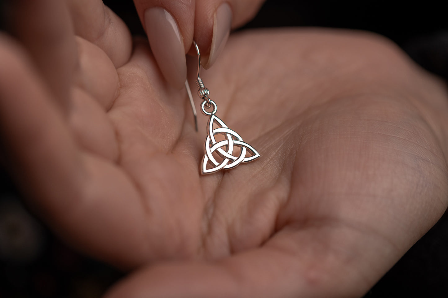 vkngjewelry Earrings Triquetra Knot Earrings, Silver Trinity Studs