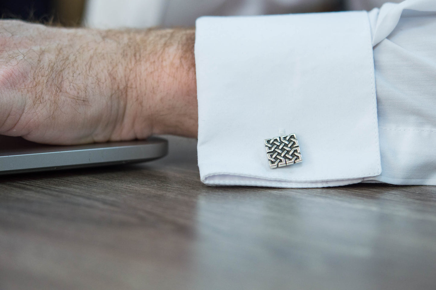 vkngjewelry Cufflinks Handcrafted Unique Ornament Square v1 Sterling Silver Cufflinks