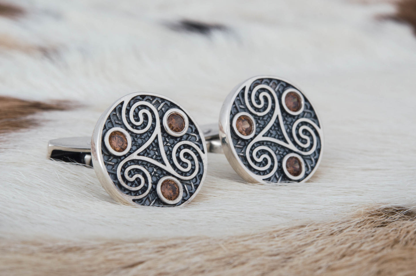 vkngjewelry Cufflinks Unique Triskelion Symbol Silver Sterling Cufflinks