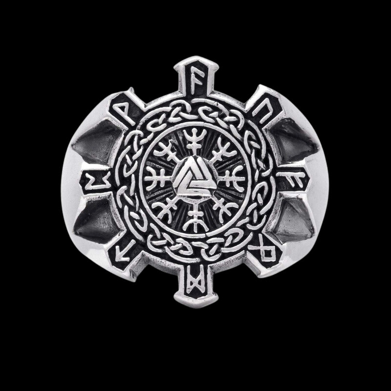 vkngjewelry Bagues Valknut Aegishjalmur Sterling Siver Ring