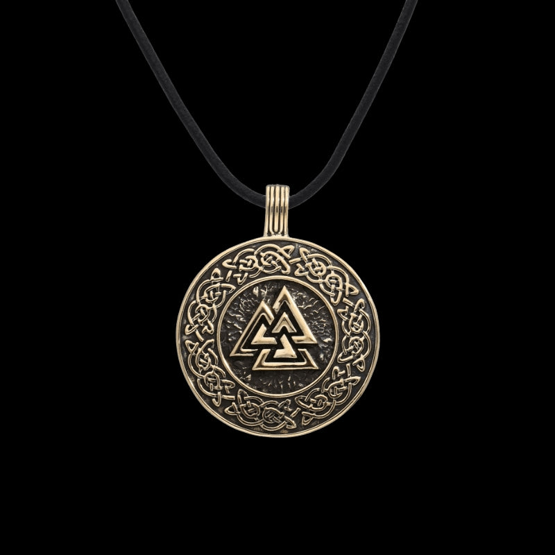 vkngjewelry Pendant Handcrafted Valknut Norse Patterns Amulet Bronze