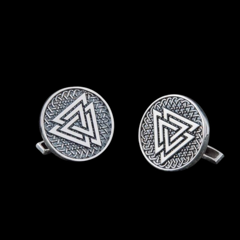 vkngjewelry Bontons de Manchettes Handcrafted Valknut Symbol Silver Sterling Cufflinks