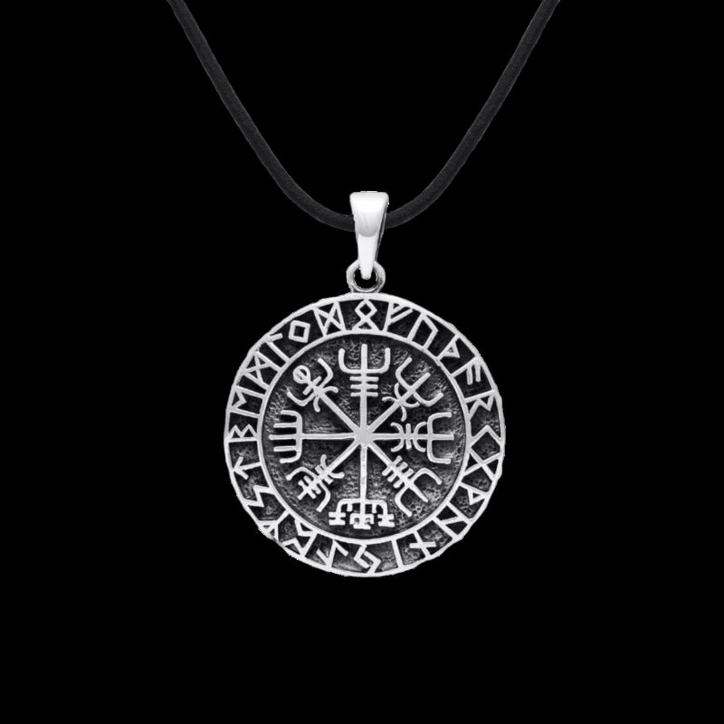 vkngjewelry Pendant Vegvisir Futhark Circle Sterling Silver Pendant