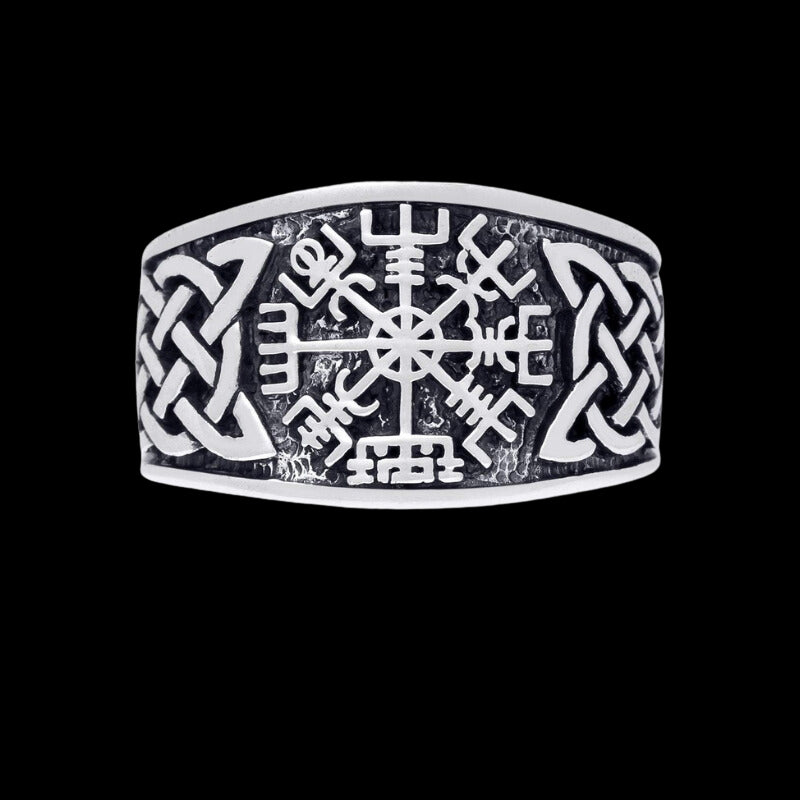 vkngjewelry Bagues Vegvisir Norse Compass Knotwork Sterling Silver Ring