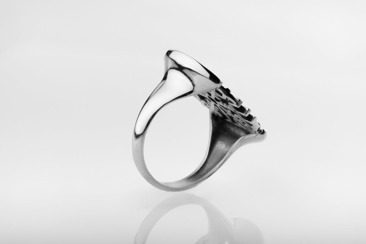 vkngjewelry Ring Vegvisir Silver Ring with Brown CZ