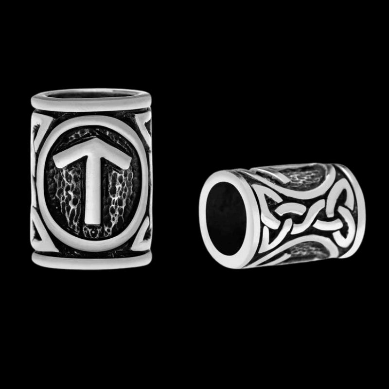 vkngjewelry Beads Viking beard hair bead with Rune Tyr 925 sterling silver