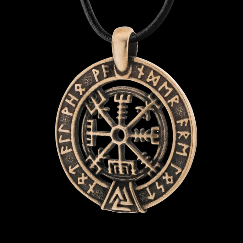 vkngjewelry Pendant Handcrafted Necklace Vegvisir Bronze Pendant