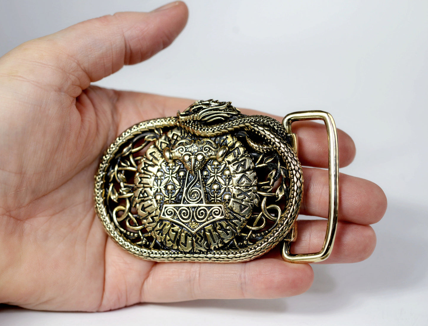 vkngjewelry Belt Viking Mjolnir Brass Belt Buckle