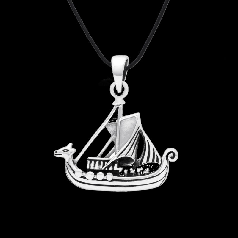 vkngjewelry Pendant Norse Boat Ship Solid 925 Sterling Silver Pendant