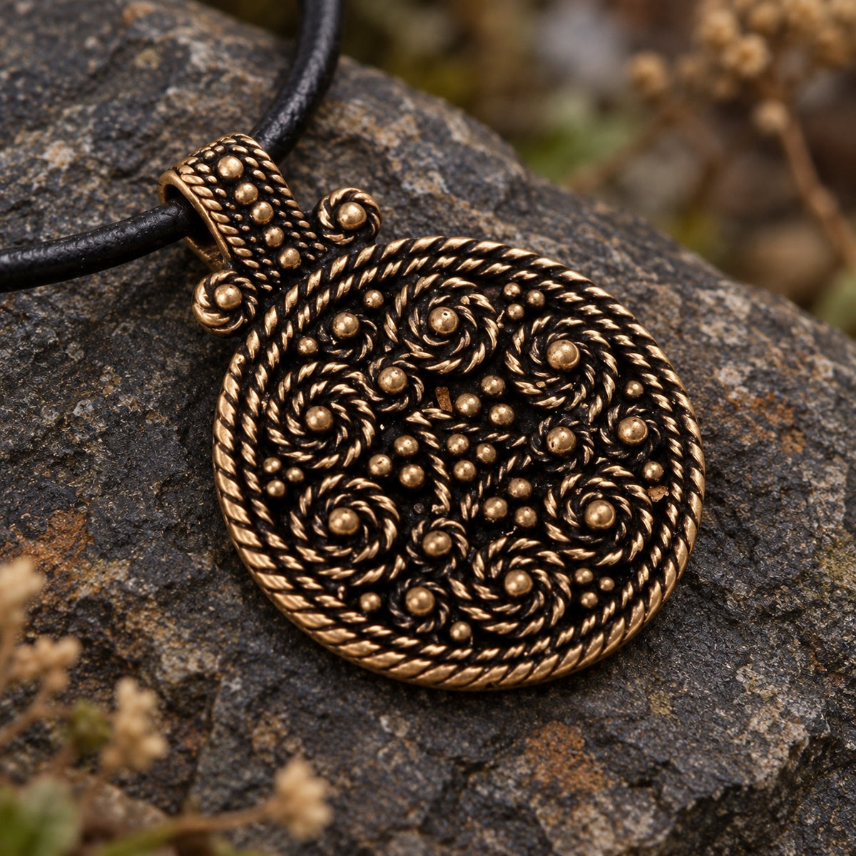 vkngjewelry Pendant Handcrafted Viking Patterns Pendant Bronze