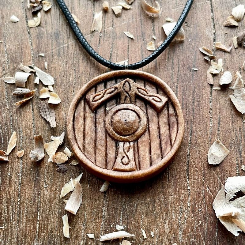 vkngjewelry Pendant Handcarved Unique Viking Viking Shield Tyr Rune Pendant