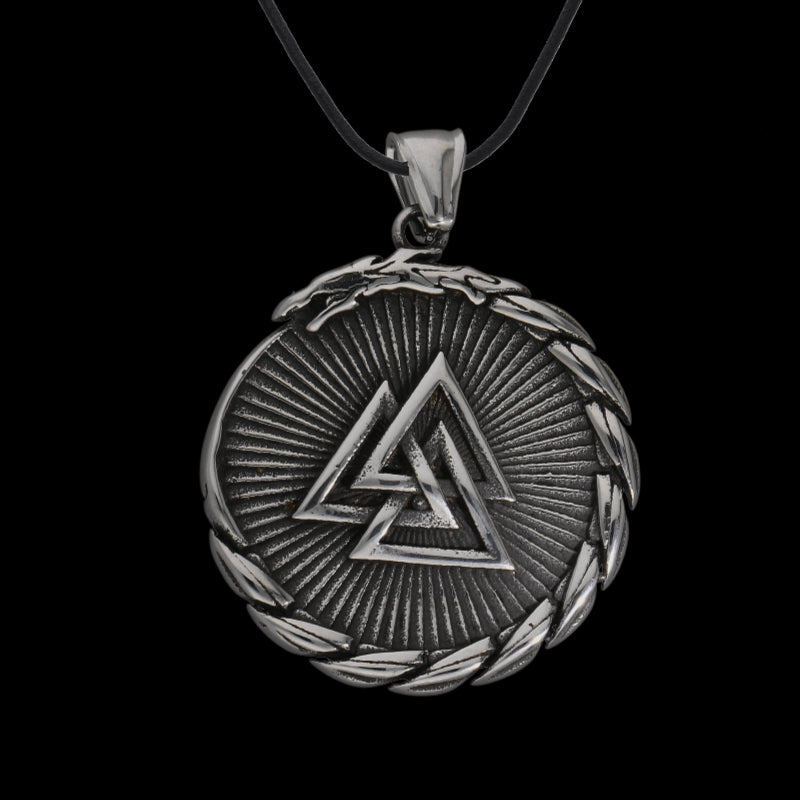 vkngjewelry Pendant Vegvisir and Valknut ringed with Jörmungandr 316L Pendant