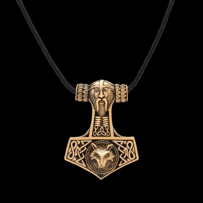 vkngjewelry Pendant Wolf Thor Hammer Mjolnir Bronze Pendant