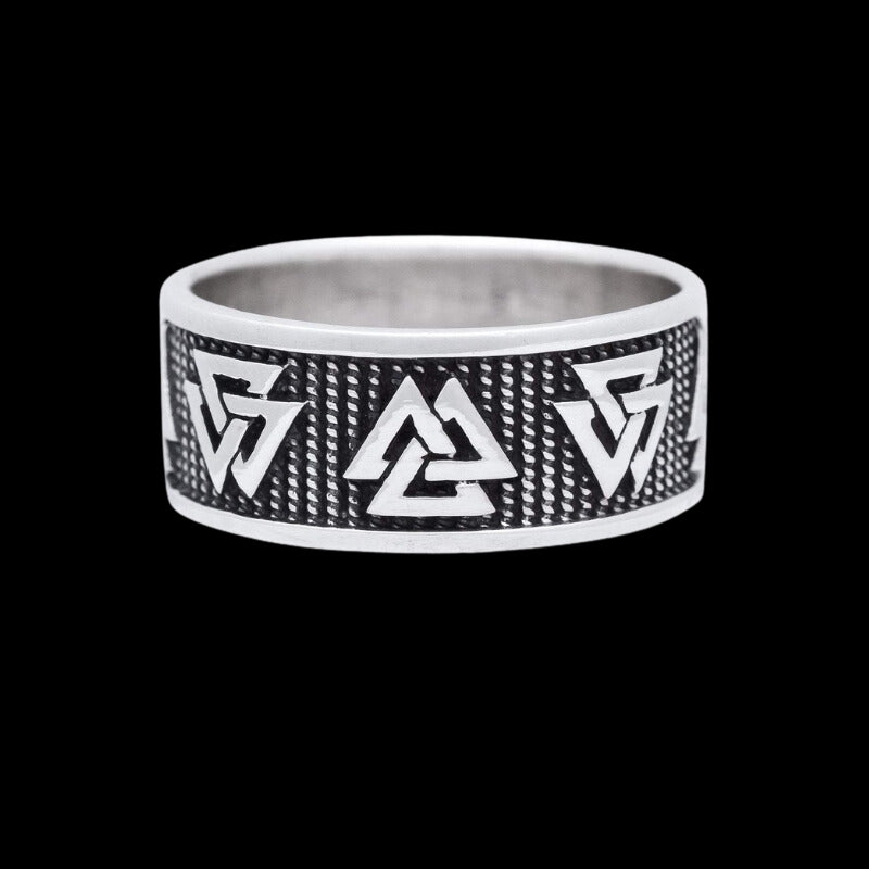 vkngjewelry Bagues Valknut Norse Band Sterling Silver Ring