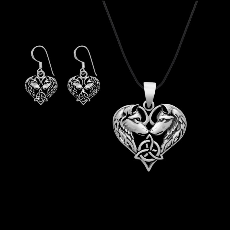 vkngjewelry Gift Boxes & Tins Gift Box Wolves With Triquetra Pendant and Earrings