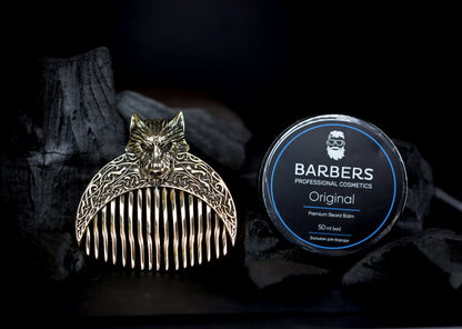 Handcrafted Wolf Solid Brass Beard Comb