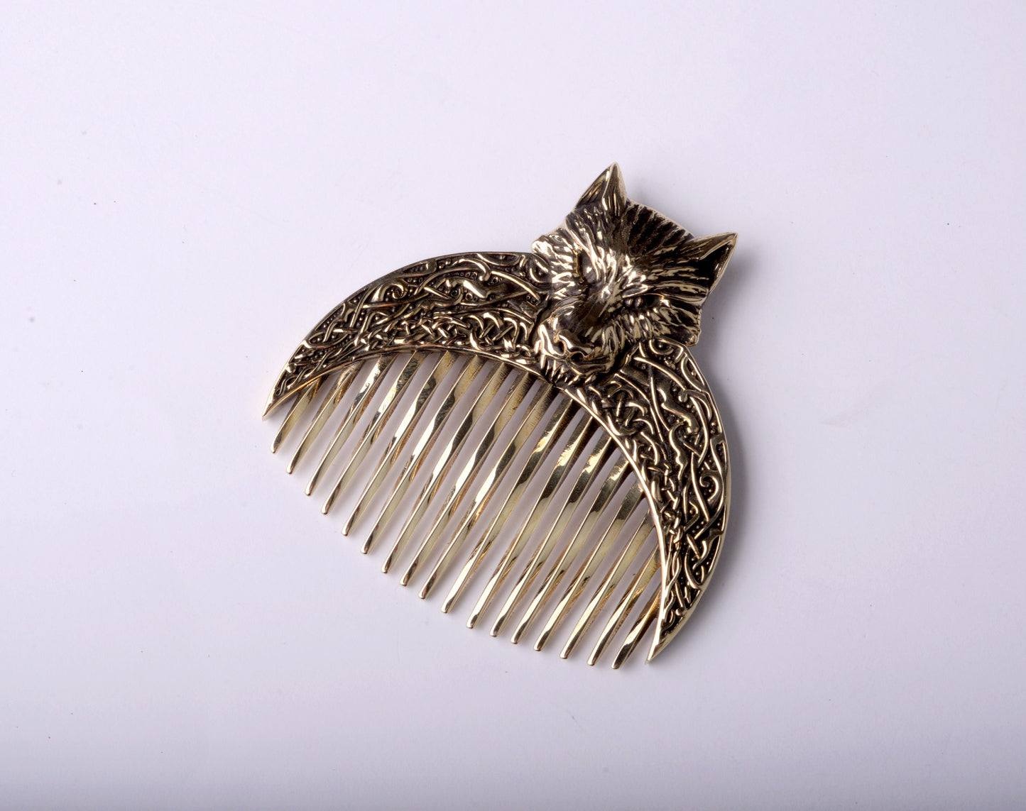 Handcrafted Wolf Solid Brass Beard Comb